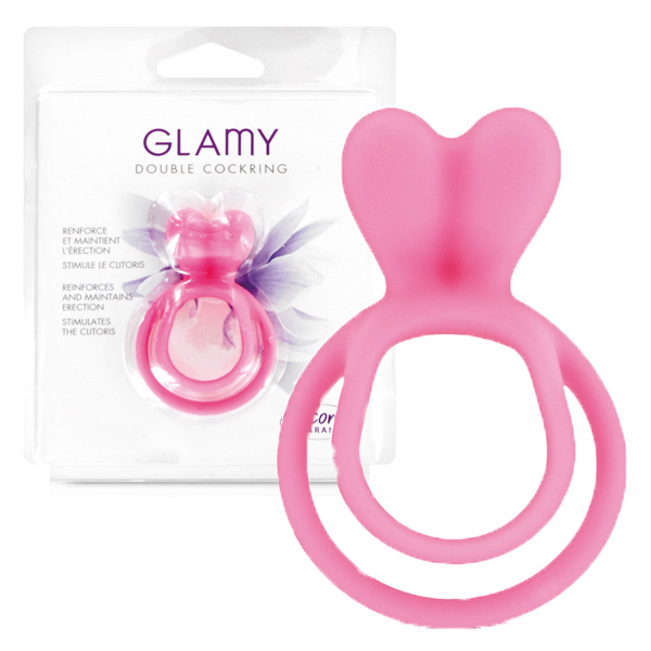 Glamy double cock ring pink