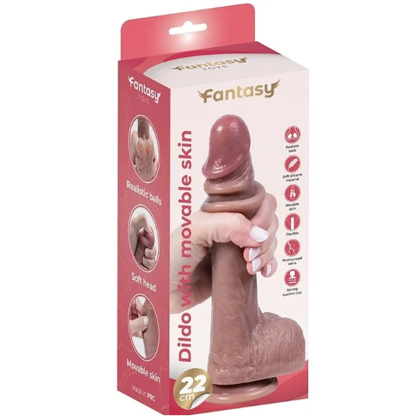 Dildo with movable skin 22 cm - Slika 9