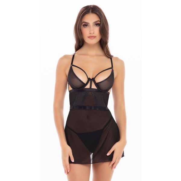 Bondage strapping chemise set 2PC